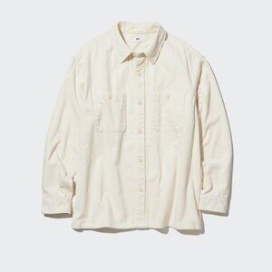 Uniqlo Corduroy Work Long-Sleeve Shirt in Off White